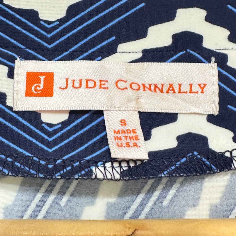 Jude Connally Ella Chevron Dress Womens Small Blue Short Sleeve‎ Resort Preppy - Picture 5 of 8